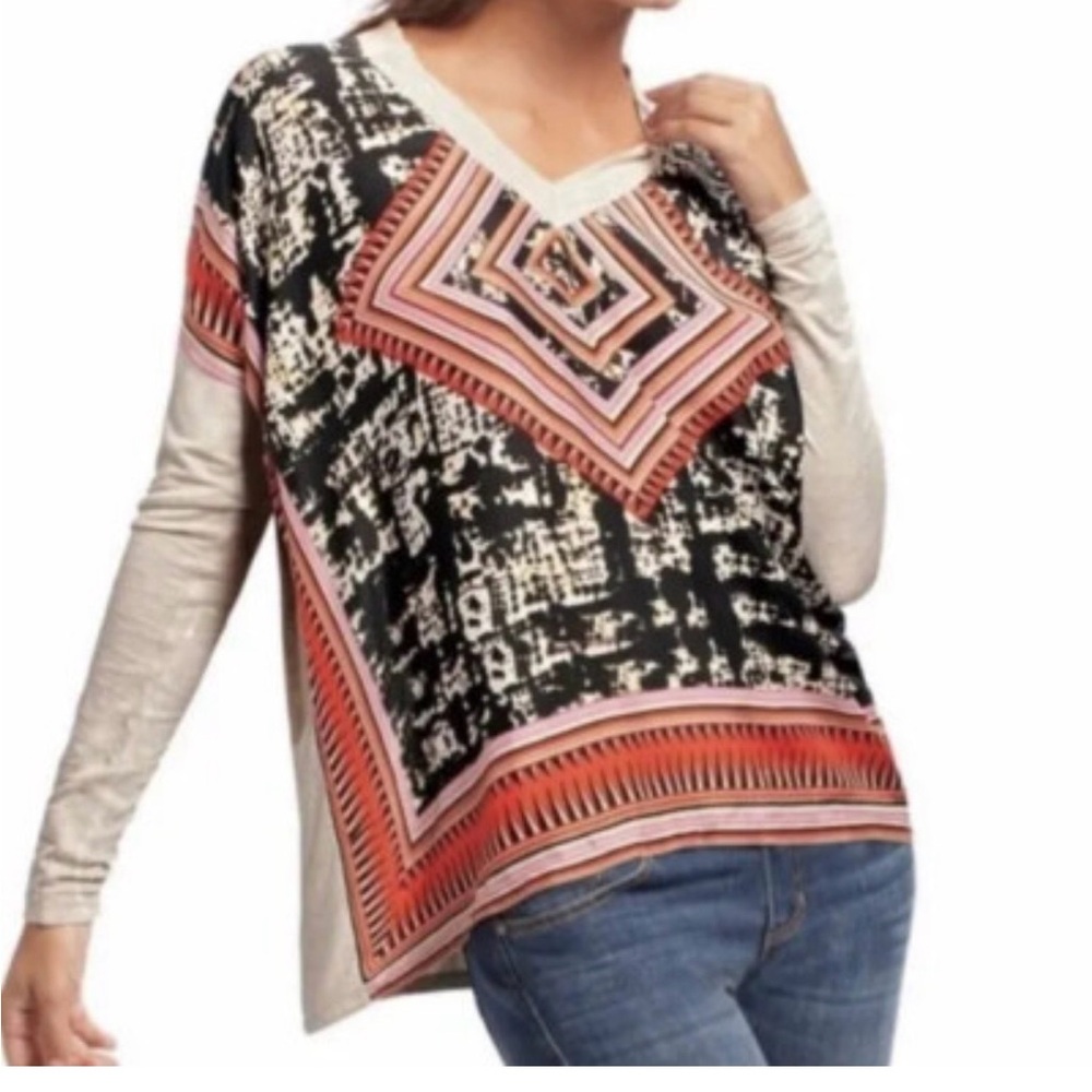 CAbi Silk Aztec Scarf Top